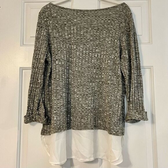 Soho Jeans New York & Company Large Grey Sweater White Bottom - Picture 2 of 9